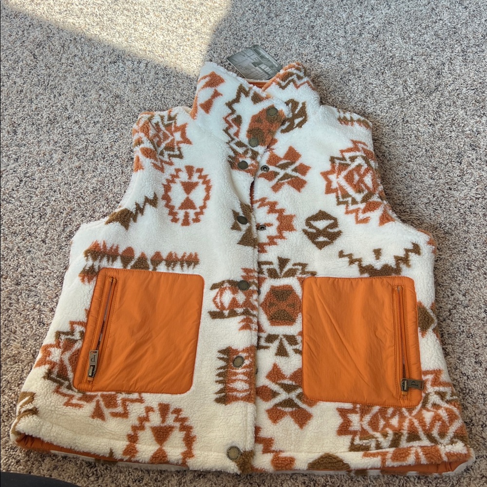 Pendleton WOMEN'S MANZANITA REVERSIBLE VEST highland ridge tomato fleece NWT - Picture 8 of 8
